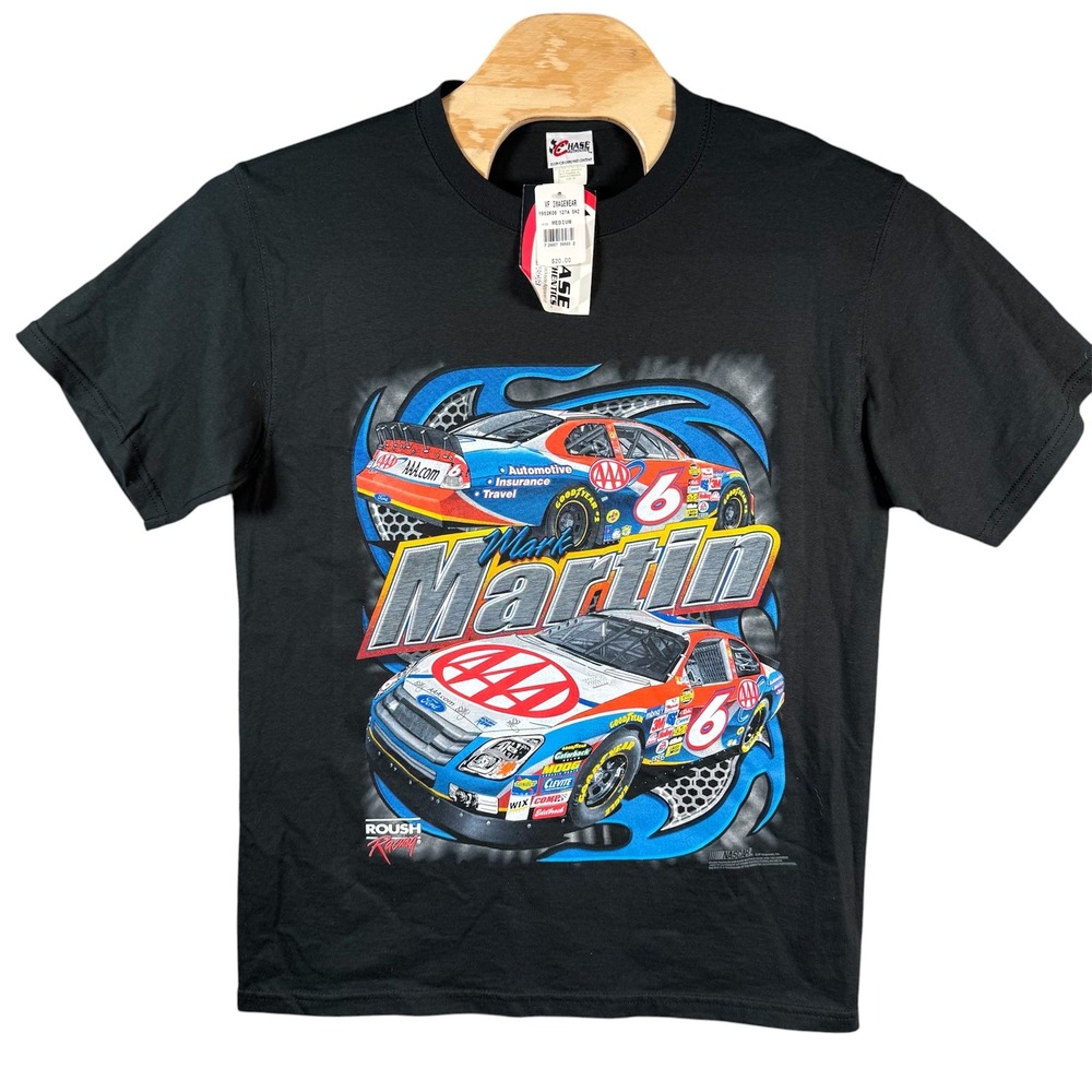 Chase Authentics Mark Martin TShirt Men Medium Black NASCAR Racing NEW Deadstock